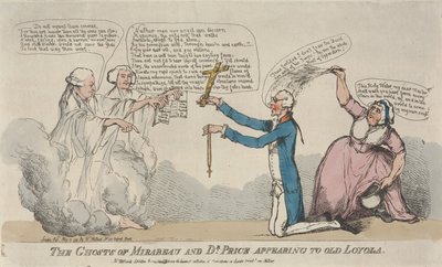 De geesten van Mirabeau en dr. Price verschijnen aan de oude Loyola door Thomas Rowlandson