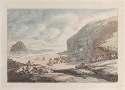 The Lion Rock, Cornwall door Thomas Rowlandson