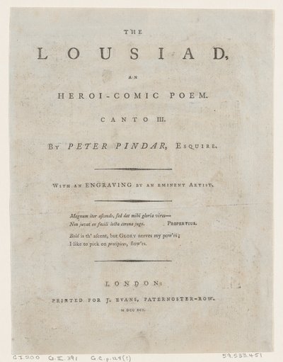 The Lousiad door Peter Pindar, Frontispice door Thomas Rowlandson