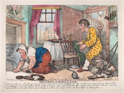 De Ellende van het Menselijk Leven: Vroeg Opstaan op een Koude Sombere Ochtend, 9 oktober 1807 door Thomas Rowlandson