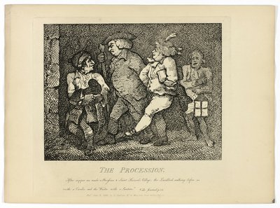 De processie, uit Boswells Tour of the Hebrides door Thomas Rowlandson