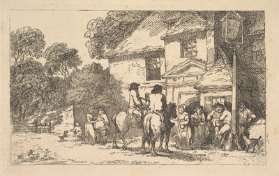 De Drie Hoefijzers, een herberg langs de weg, 18 december 1787 door Thomas Rowlandson