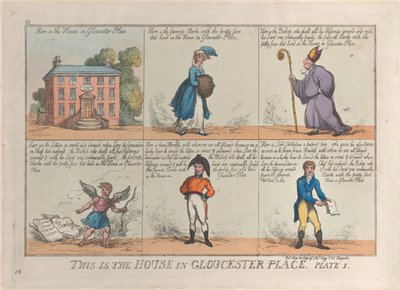Dit is het Huis in Gloucester Place, Plaat 1, 26 mei 1809 door Thomas Rowlandson