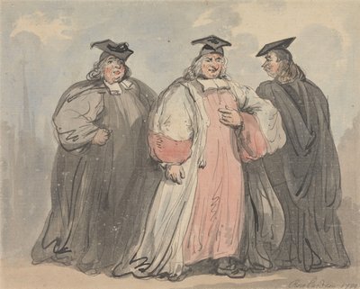 Drie kerkelijke geleerden door Thomas Rowlandson