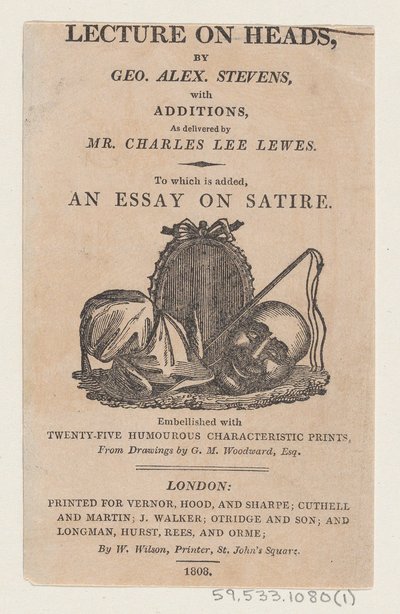 Titelpagina, uit A Lecture on Heads door George Alexander Stevens door Thomas Rowlandson