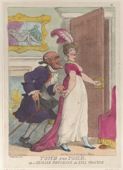 Touch for Touch of een vrouwelijke arts in volle praktijk, 1 mei 1811 door Thomas Rowlandson