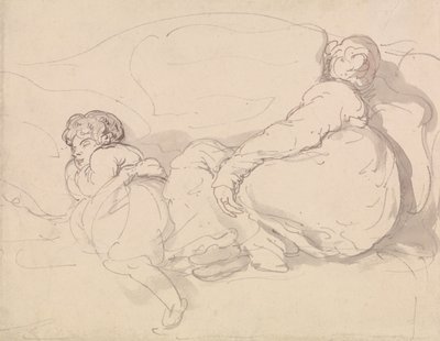 Twee slapende figuren door Thomas Rowlandson