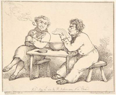 Twee mannen aan tafel door Thomas Rowlandson