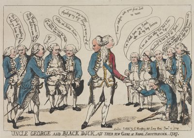 Oom George en Black Dick bij hun nieuwe spel ‘Naval Shuttlecock’ door Thomas Rowlandson