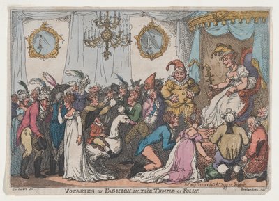 Aanbidders van mode in de tempel van dwaasheid door Thomas Rowlandson