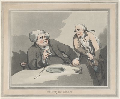 Wachten op het avondeten door Thomas Rowlandson