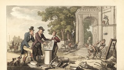 Jonge Engelse heer bouwt een statig huis door Thomas Rowlandson