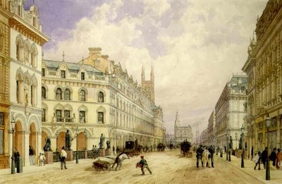 Holborn Viaduct Kijkend naar het Oosten, City of London door Thomas Shotter Boys