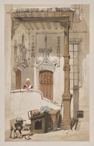 Pittoreske architectuur in Parijs, Gent, Antwerpen, Rouen: Rue des Marmousets, Parijs door Thomas Shotter Boys