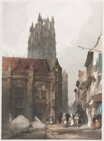 Pittoreske architectuur in Parijs, Gent, Antwerpen, Rouen: St. Laurent, Rouen, Frankrijk door Thomas Shotter Boys