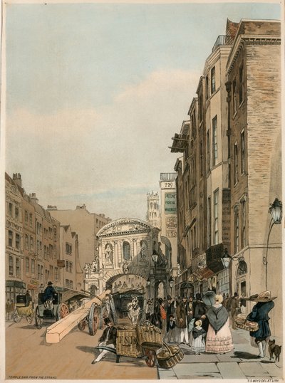 Temple Bar vanaf The Strand, Londen door Thomas Shotter Boys