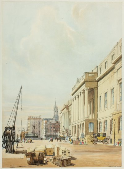 Het douanehuis, plaat drie uit Oorspronkelijke Zichten van Londen zoals het is door Thomas Shotter Boys