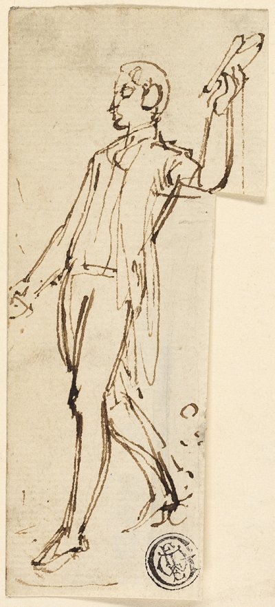 Schets van Staande Man met Opgeheven Arm door Thomas Stothard