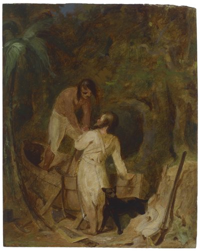 Boot Bouwen door Robinson Crusoe en Vrijdag door Thomas Sully