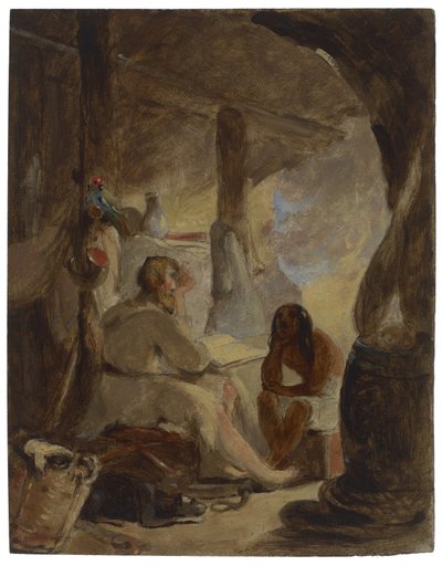 Robinson Crusoe en Vrijdag in de Grot door Thomas Sully