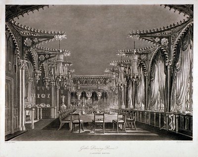 Interieur van de gotische eetkamer in Carlton House, Westminster, Londen, 1819 door Thomas Sutherland