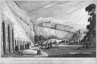 De begraafplaats in Liverpool, met het graf van Mr. Huskisson, 1831 door Thomas Talbot Bury