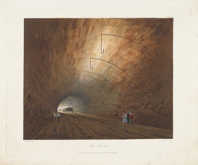 De Tunnel. Uit Gekleurde Zichten op de Liverpool en Manchester Spoorweg, 1831 door Thomas Talbot Bury
