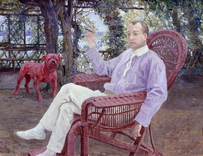 De Münchense uitgever Albert Langen in de tuin door Thomas Theodor Heine