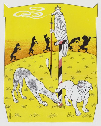 Duitse Dog en Engelse Bulldog (kleur litho) door Thomas Theodor Heine