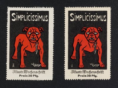 Werbemarke "Simplicissimus 30 Pfg." door Thomas Theodor Heine