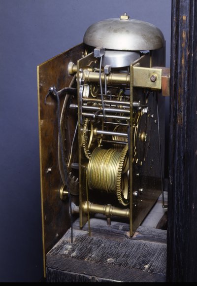 Detail van een Charles II Romeinse slagklok met maandgang door Thomas Tompion