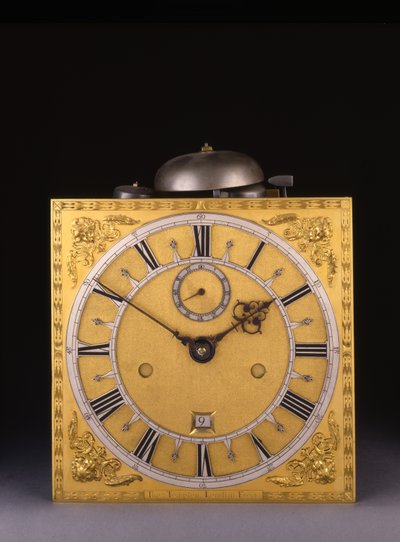 Detail van een Charles II Romeinse slagklok met maandgang door Thomas Tompion