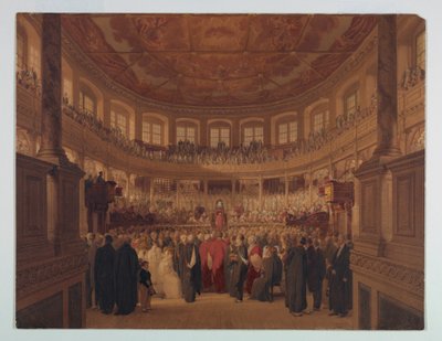 Tekening, Encaenia in de Sheldonia, 1814 door Thomas Unwins