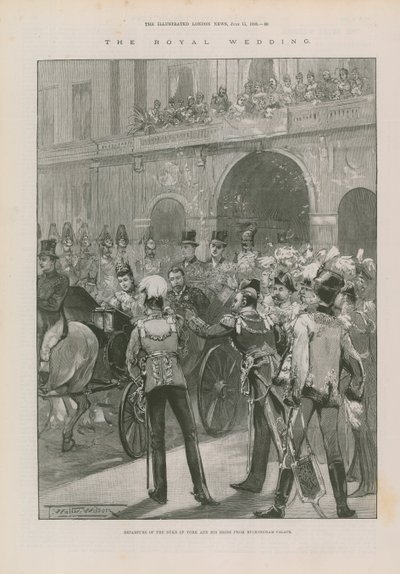 Vertrek van de hertog van York en zijn bruid uit Buckingham Palace door Thomas Walter Wilson
