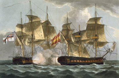 Verovering van de Mahonesa, 13 oktober 1796, gegraveerd door Thomas Sutherland voor J. Jenkins