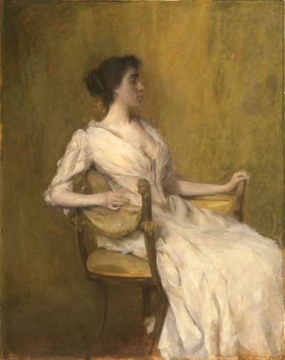 Dame in het wit, ca. 1901 (olieverf op paneel) door Thomas Wilmer Dewing