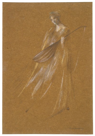 Dame mit Laute door Thomas Wilmer Dewing