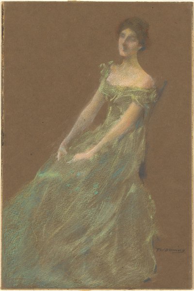 De groene jurk door Thomas Wilmer Dewing