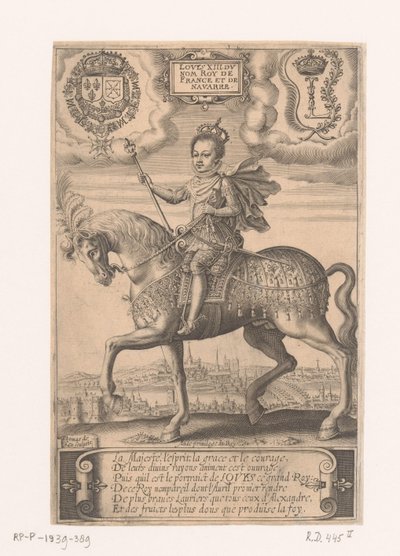 Portret van Lodewijk XIII te paard, met op de achtergrond een gezicht op Parijs door Thomas de Leu