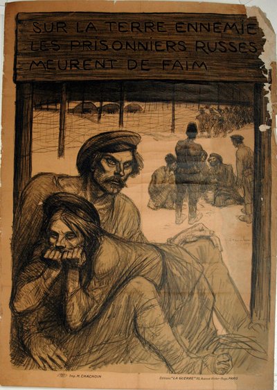 VIJANDELIJKE BODEM - RUSSISCHE GEVANGENEN - STERVEN VAN DE HONGER door Théophile Alexandre Pierre Steinlen