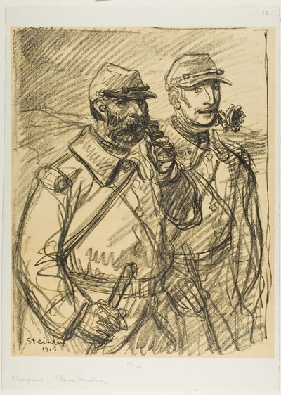 Twee soldaten door Théophile Alexandre Pierre Steinlen