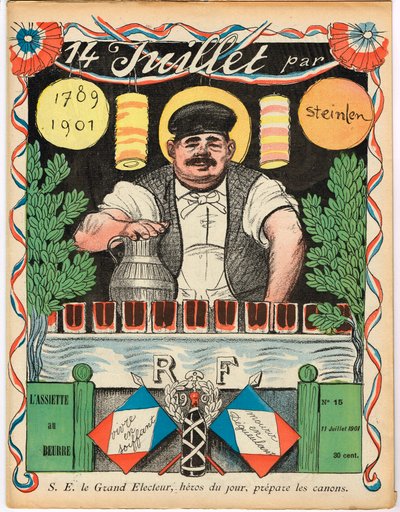 Omslag van "The Butter Plate", Satirisch in kleuren door Théophile Alexandre Steinlen