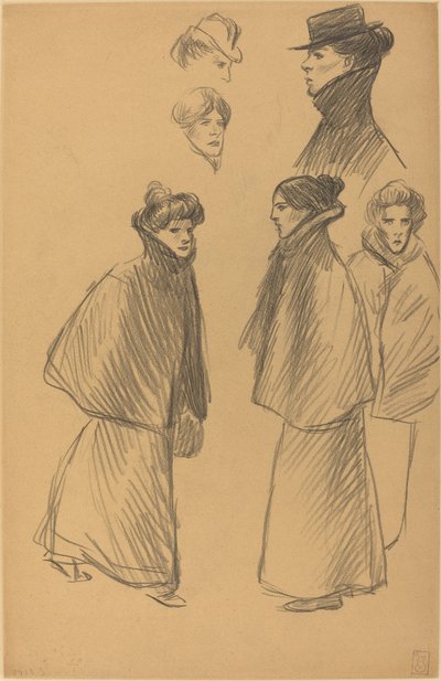 Figurenstudies [recto], eind 19e-begin 20e eeuw door Théophile Alexandre Steinlen