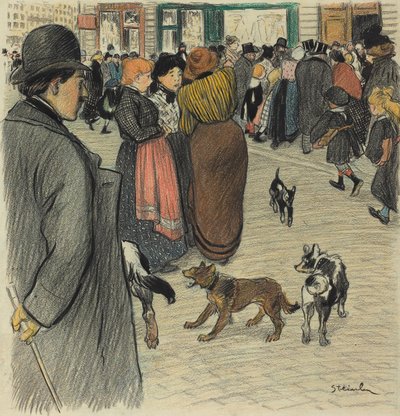 De Menigte Bekijken door Théophile Alexandre Steinlen