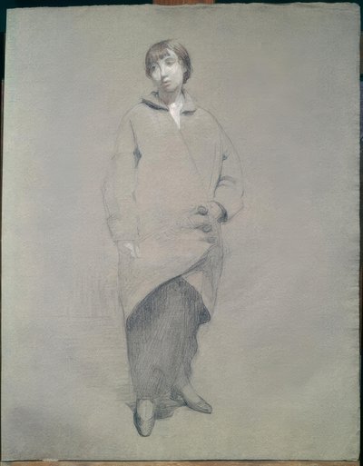 Jonge vrouw in jas door Théophile Alexandre Steinlen