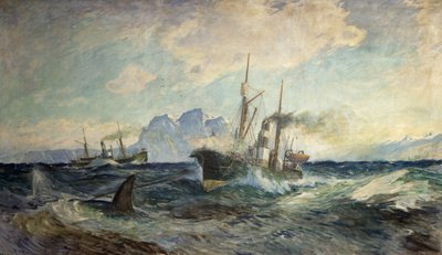 Duncan Grey en Nancy Grey in gevecht met walvis door Thorolf Holmboe