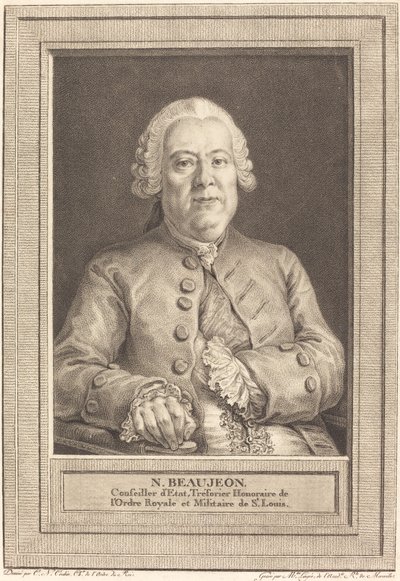 N. Beaujeon door Thérèse Éléonore Lingée after Charles Nicolas Cochin II