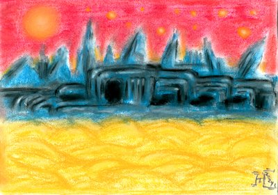 Zonsondergang in Alien City door Tim Hoinkis