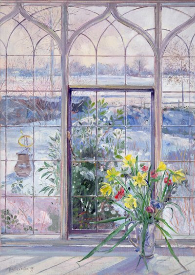 Narcissen en Zonnewijzer Tegen de Sneeuw door Timothy Easton