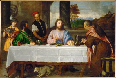 De pelgrims van Emmaüs ... door Titian (c.1488-1576)